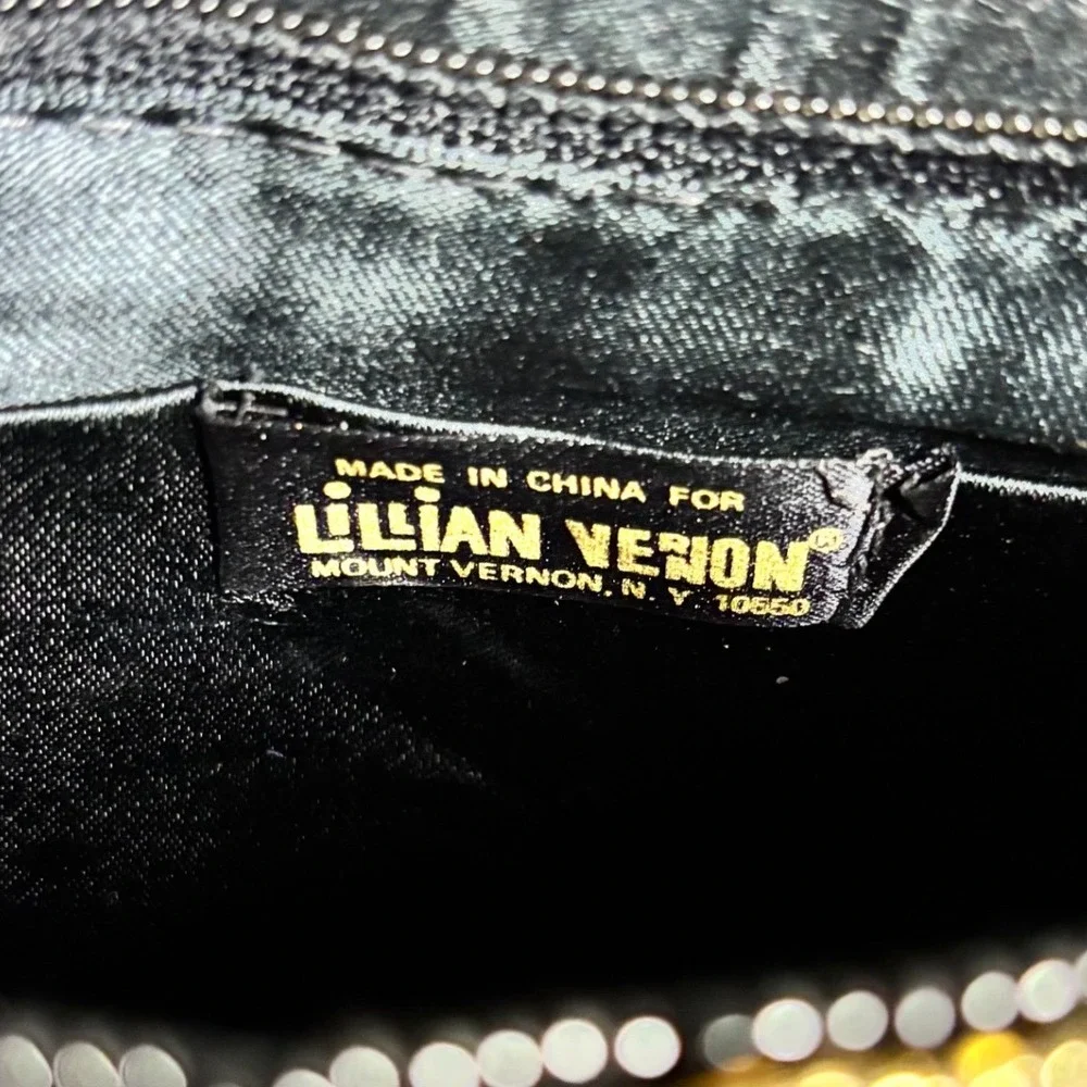 Vintage Lillian Vernon Beaded Evening Bag Black Art Deco Formal Clutch Art Retro